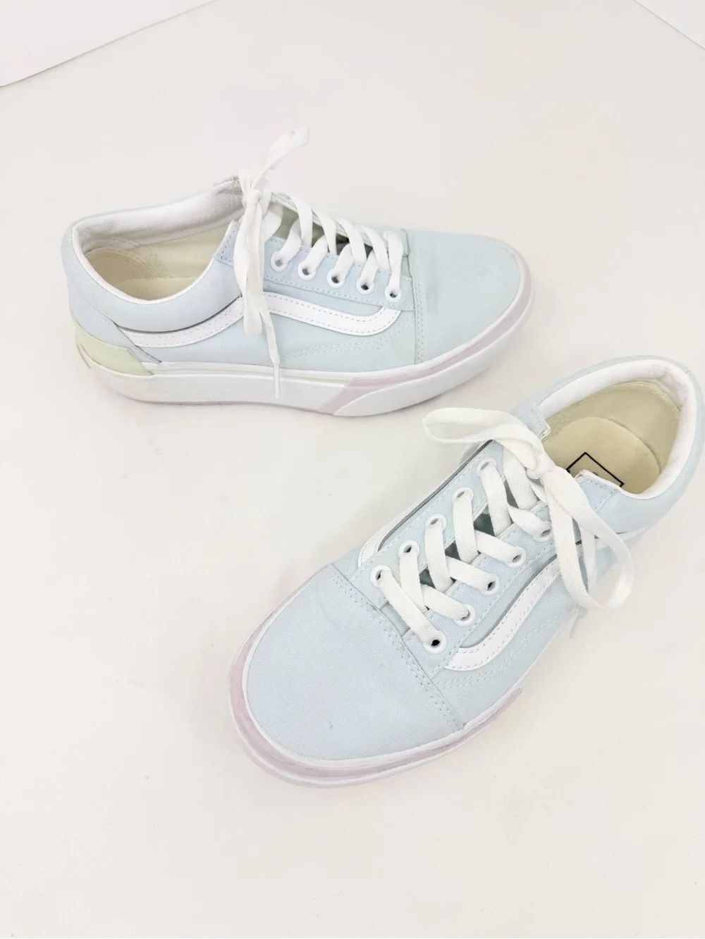 Vans Off the Wall Light Blue Lavender Lace Up Platform Sneakers